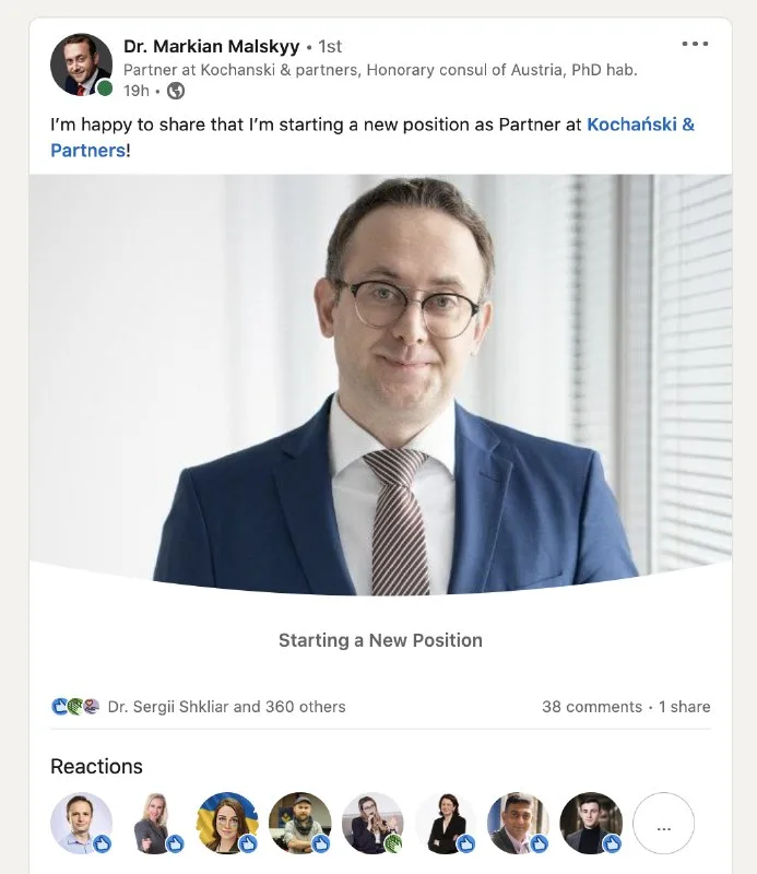 Маркіян Мальський перейшов із Арцінгер у Kochanski & Partners